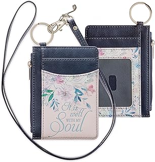 ID CARD HOLDER NAV/PINK FLORAL PRINTED IT IS WELLWITH MY SOUL