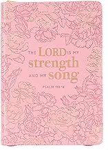 Classic Faux Leather Journal My Strength & Song Pink Floral Inspirational Notebook