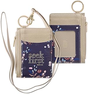ID CARD HOLDER TAUPE/NAVY FLORAL PRINTED SEEK FIRST MATT 6:33