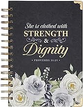 Blue Journal w/Scripture Floral Strength & Dignity Large Bible Verse Notebook