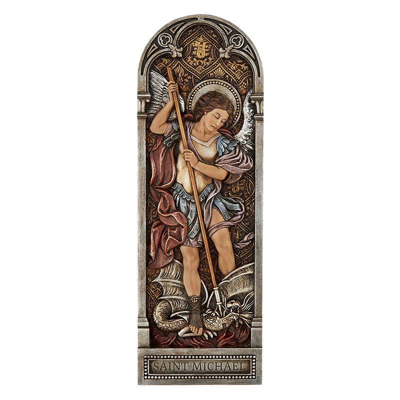 12" Saint Michael Plaque-P2 : 4" W x 12" H