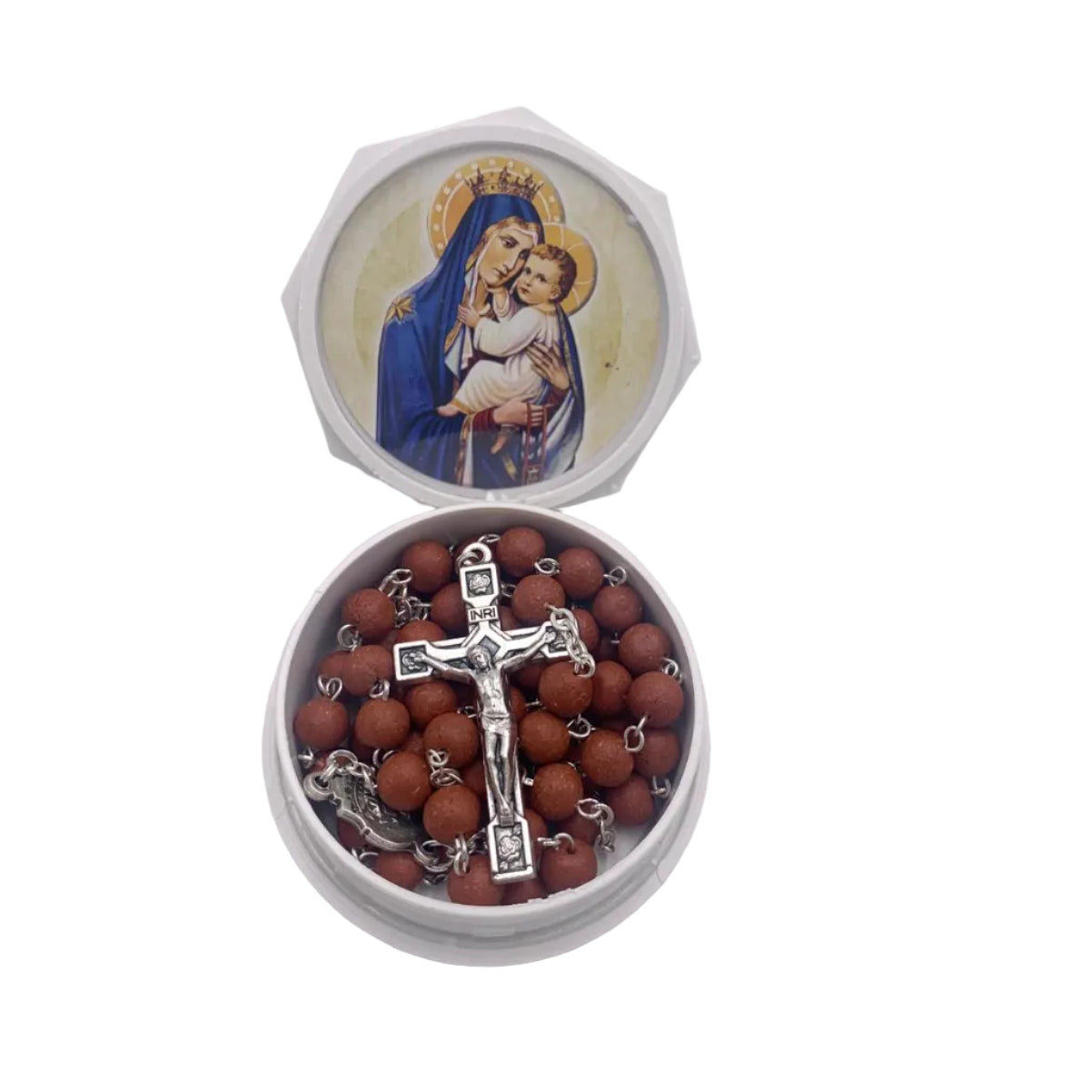 19"OL OF CARMEL ROSE PETAL BEAD ROSARY
