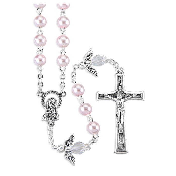 Pink Pearl Faux Pearl Bead Rosary