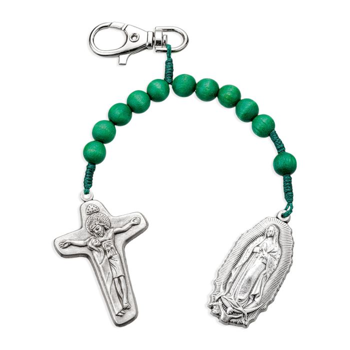 Our Lady of Guadalupe One Decade Wood Rosary Backpack Clip