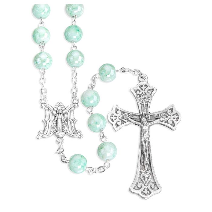 Marbleized Glass Bead Rosary
