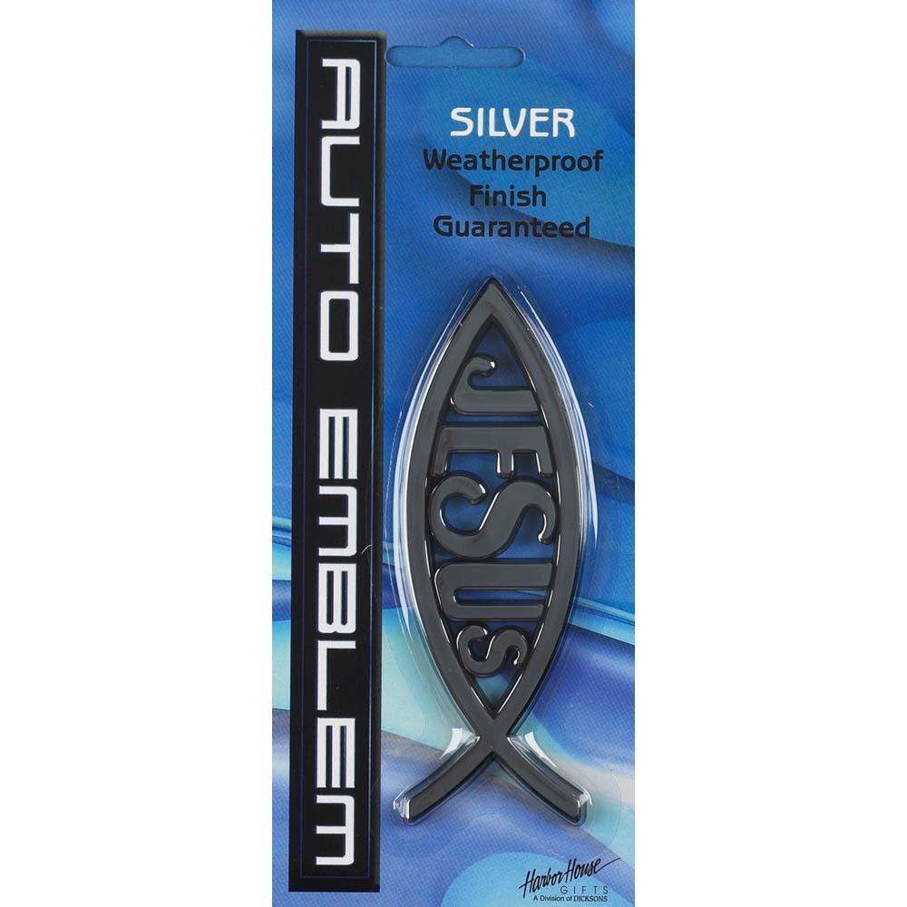 THE JESUS FISH SILVER AUTO EMBLEM