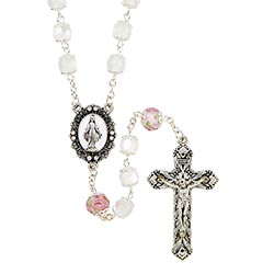 Paola Carola Miraculous Rosary - White