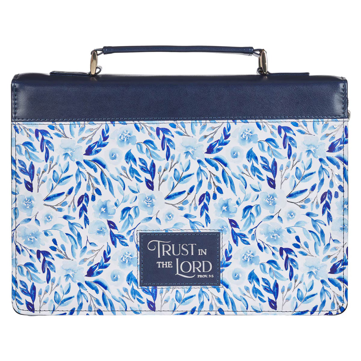 Trust in the Lord Blue Botany Faux Leather Bible Cover - Proverbs 3:5
