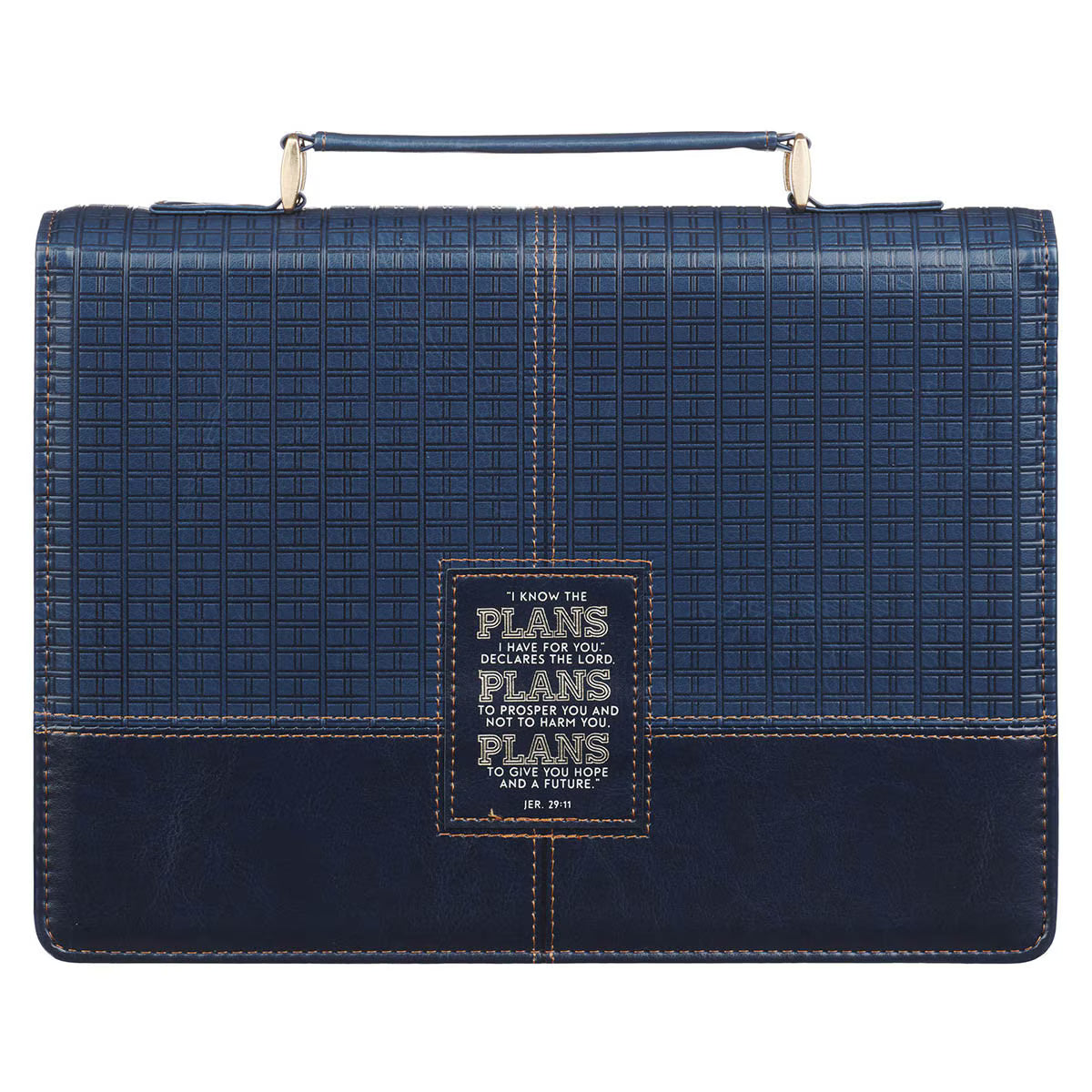 The Plans Modern Blue Grid Faux Leather Bible Cover - Jeremiah 29:11