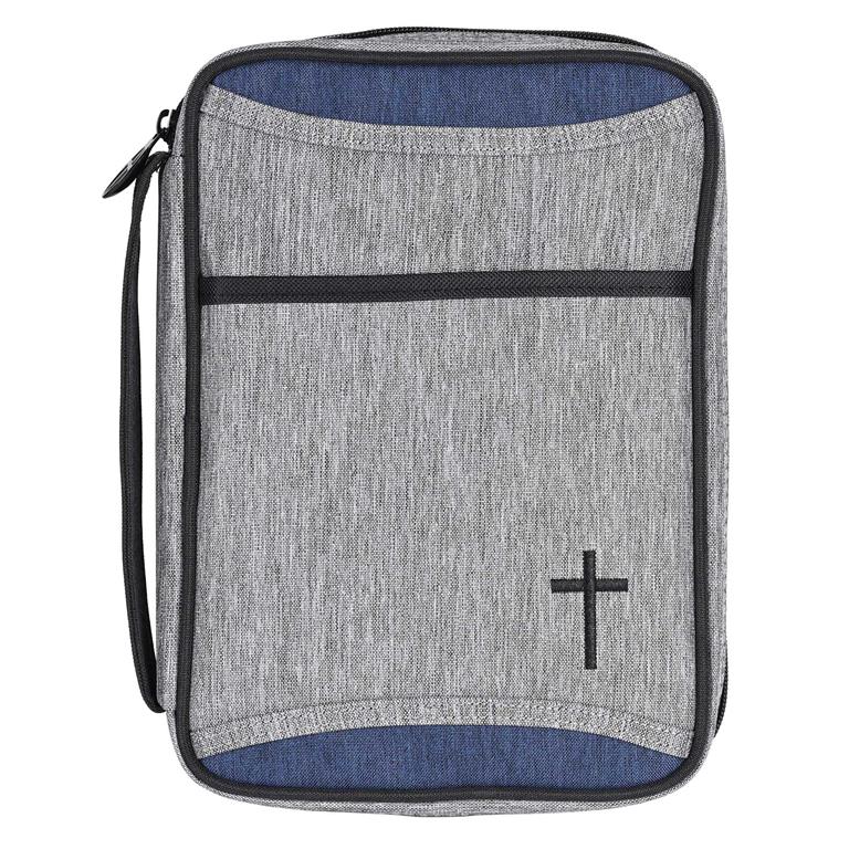 BIBLE COVER HEATHER BLUE CANVAS LARGE