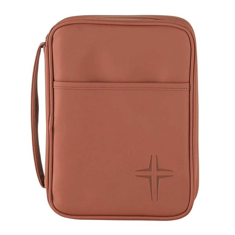 BROWN  BIBLE COVER WITH CROSS