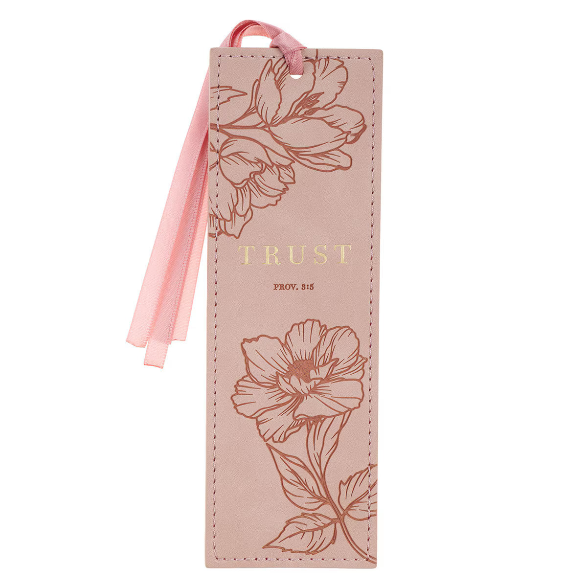 Trust Mottled Blush Faux Leather Bookmark - Proverbs 3:5
