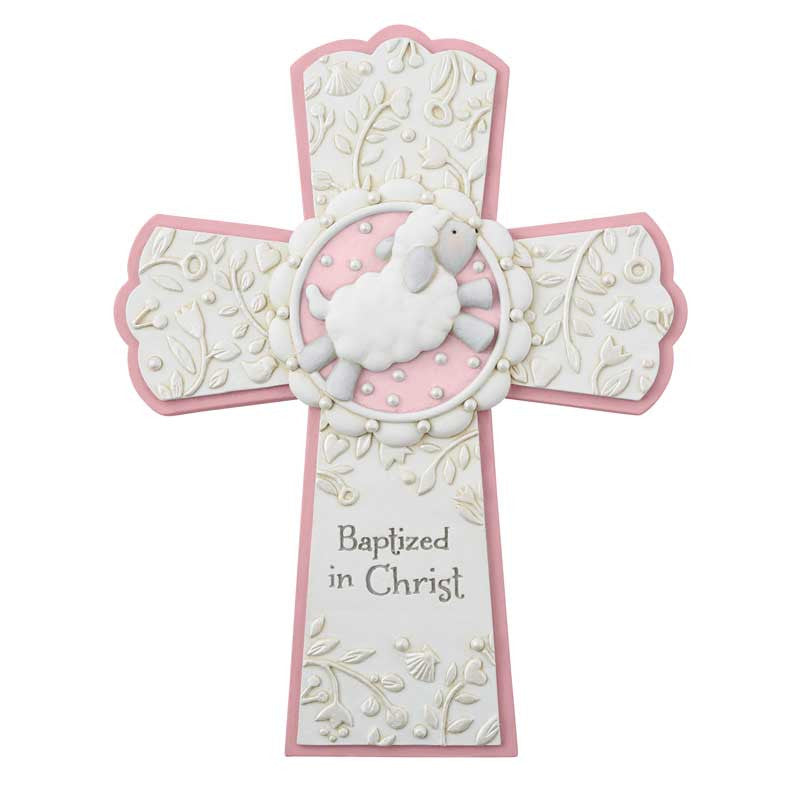 Baptized in Christ Cross Pink and blue G-2