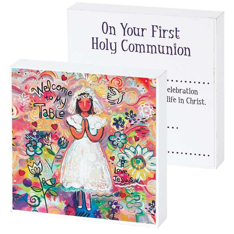 FIRST COMMUNION GIRL TABLETOP PLAQUE