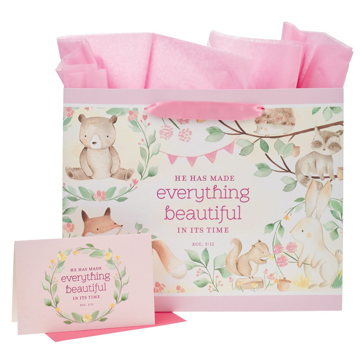 Everything Beautiful Forest Animals Large Landscape Gift Bag with Card Set - Ecclesiastes 3:11