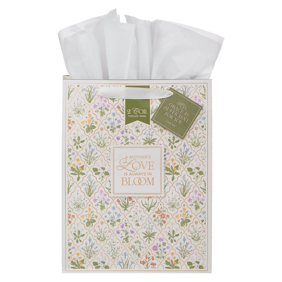 Always in Bloom Large Portrait Gift Bag - 2 Corinthians 12:9