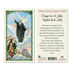 St. John Baptist de La Salle Laminated Prayer Card