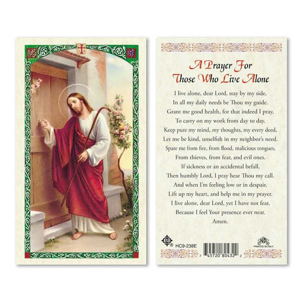 Jesus Knocking For Those Who Live Alone Laminated Prayer Card