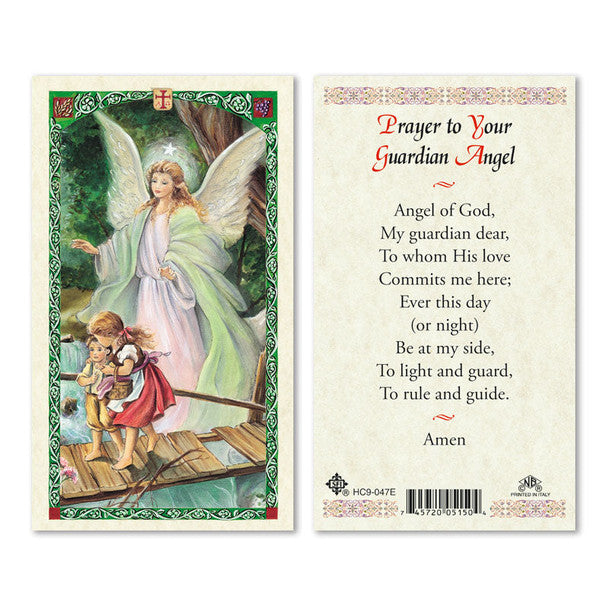 Guardian Angel Crossing Bridge Laminated Prayer Card
