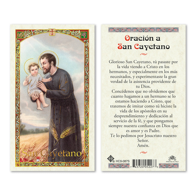San Cayetano Spanish Laminated Prayer Card