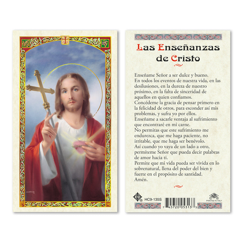 Ensenanzas Cristo Spanish Laminated Prayer Card