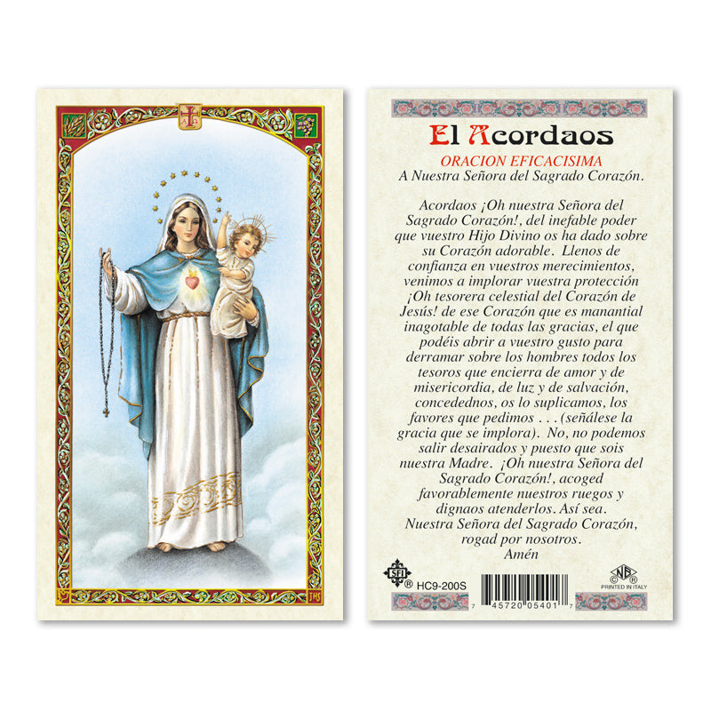 El Acordados Spanish Laminated Prayer Card