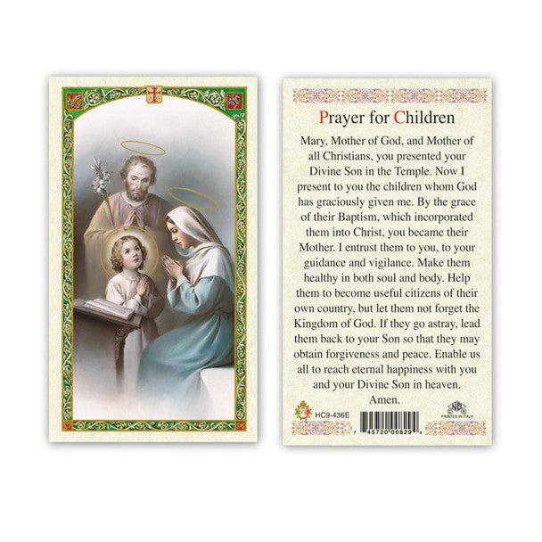 Holy Family - Prayer For Children Laminated Prayer Card