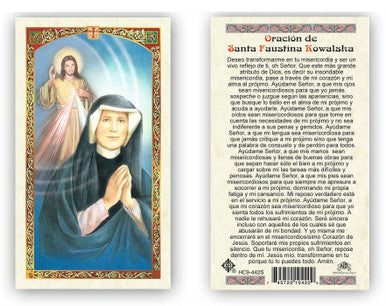 Oracion de Santa Faustina Kowalska - plastificada