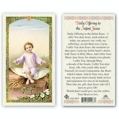 Infant Jesus - Daily Offering To The Infant Jesus Laminated Prayer Card