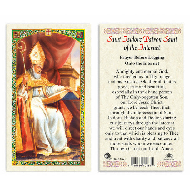St. Isidore - Prayer Before Logging Onto The Internet Laminated Prayer Card