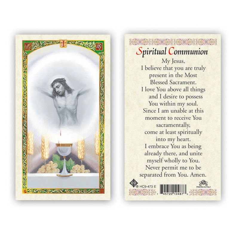 Jesus Above Altar With Host - Spiritual Communion Laminated Prayer Card