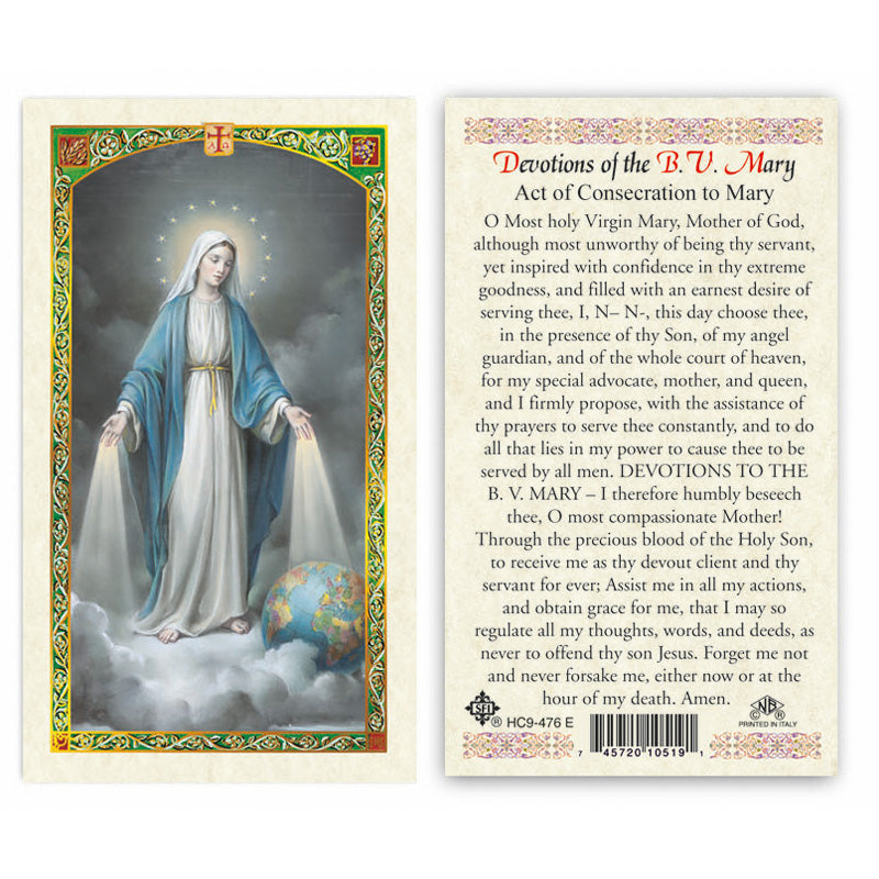 Our Lady - Devotions To The Blessed Virgin Mary Laminated Prayer Card