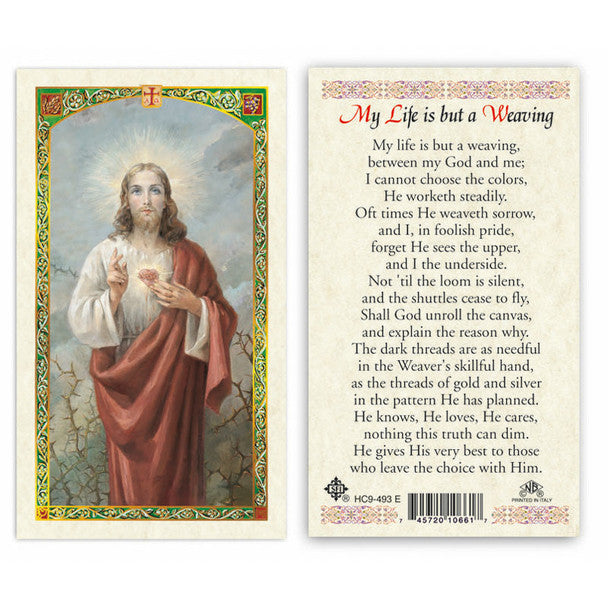 Sacred Heart Of Jesus - My Life Is But A Weaving Laminated Prayer Card