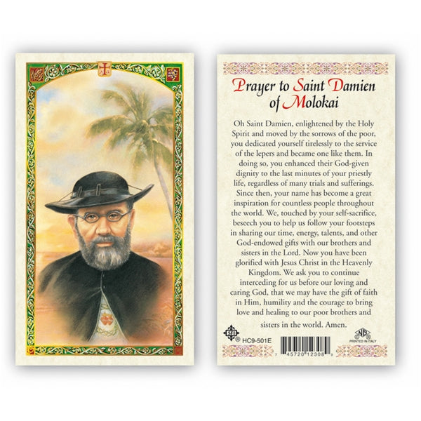 Saint Damien of Molokai Laminated Prayer Card