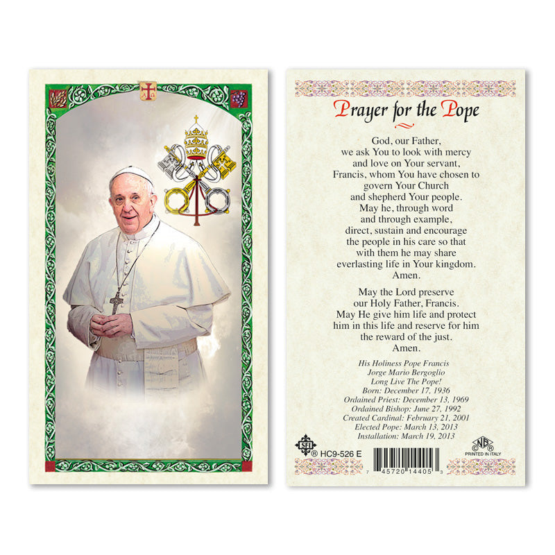 Pope Francis Holy Cards Laminated Prayer Card