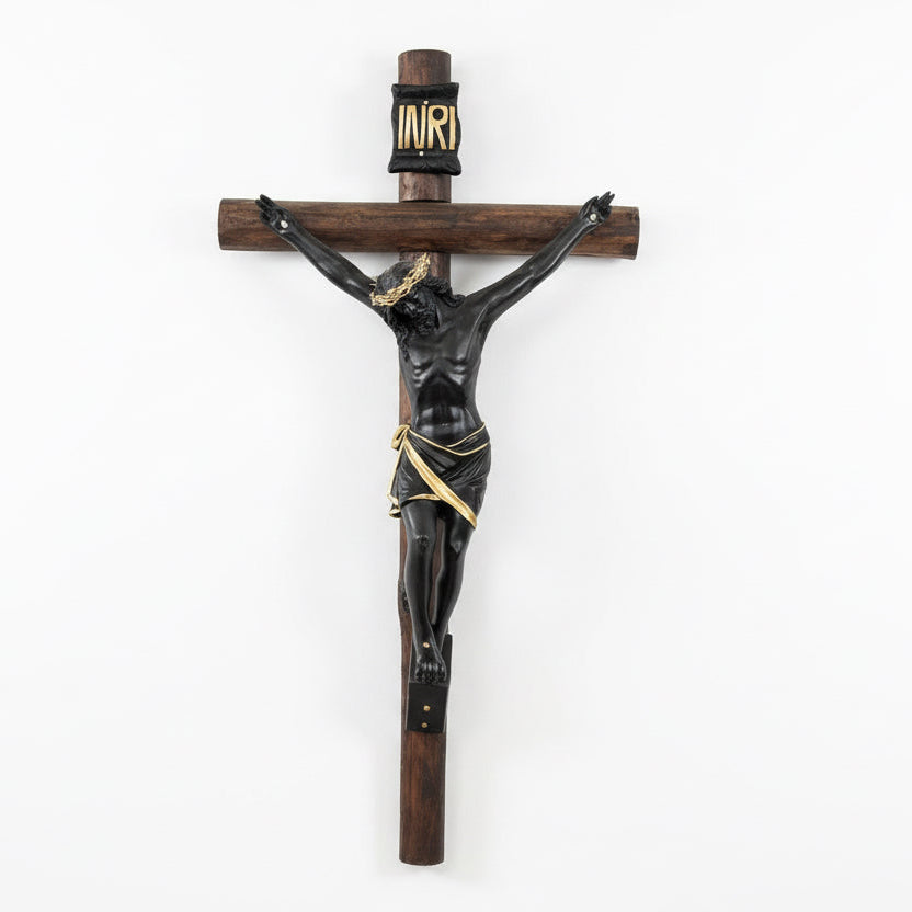 Black Jesus INRI Cross Crucifx 48"
