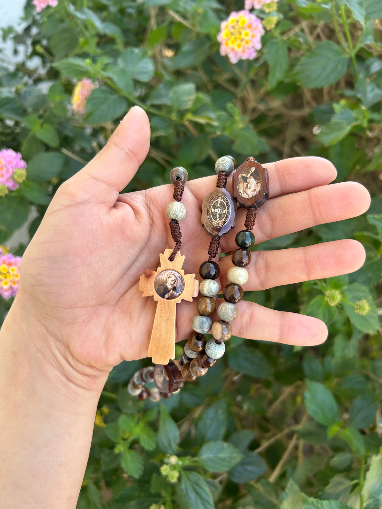 Neutral Wood Bead Rosary