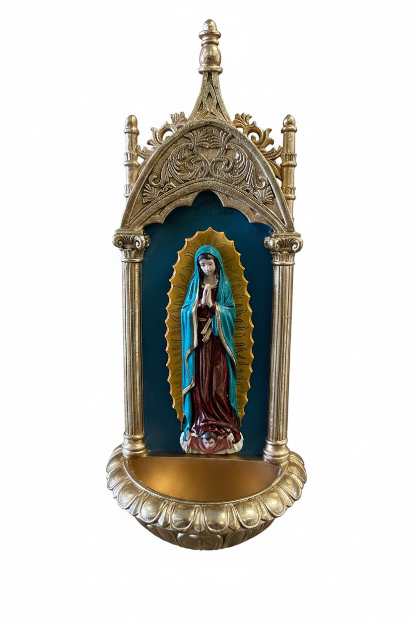Ornate Our Lady of Guadalupe Holy Water Font J-3R