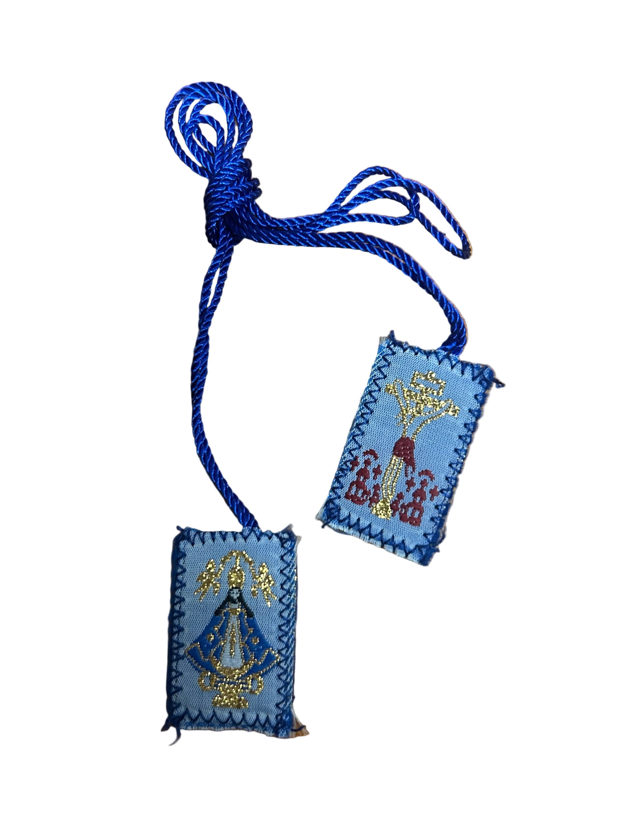 Our Lady San Juan Lagos Blue Corded Scapular Necklace Virgen Escapulario Azul