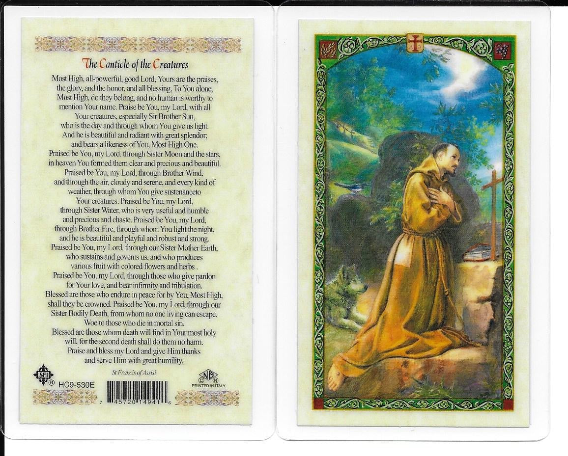 Laminated Prayer Card “The Canticle of the Creatures”