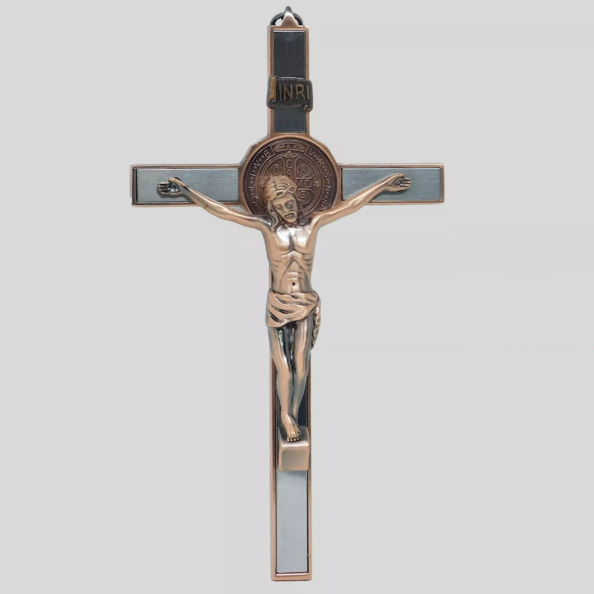 BRONZE ST. BENEDICT WALL CRUCIFIX 7" C3