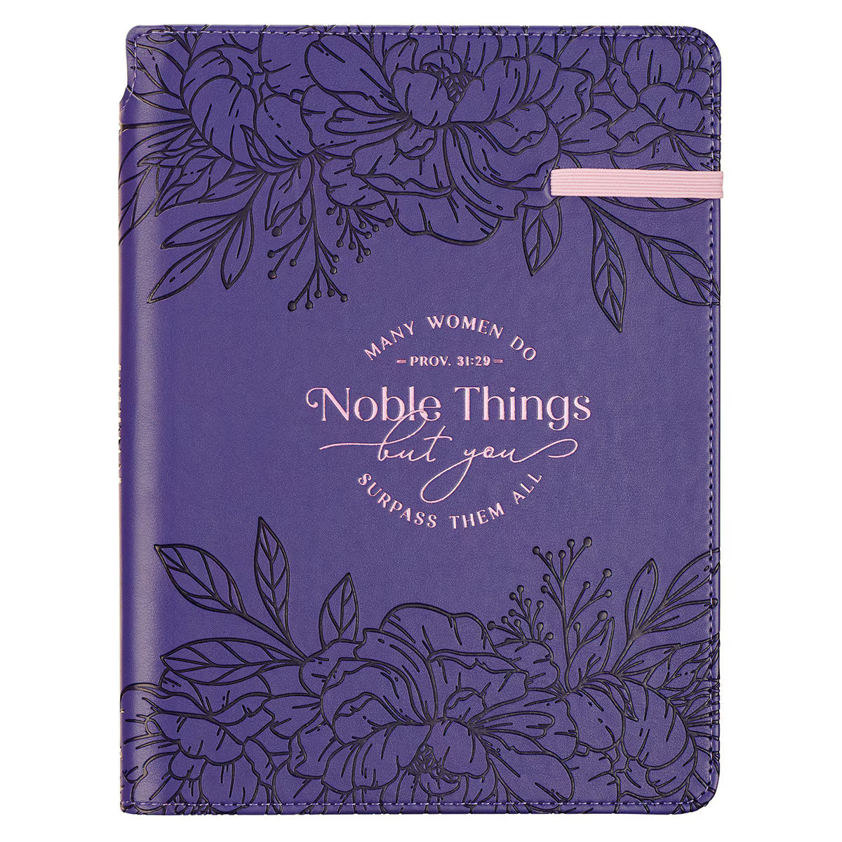 Noble Things Purple Faux Leather Classic Journal with Pen Holder - Proverbs 31:29