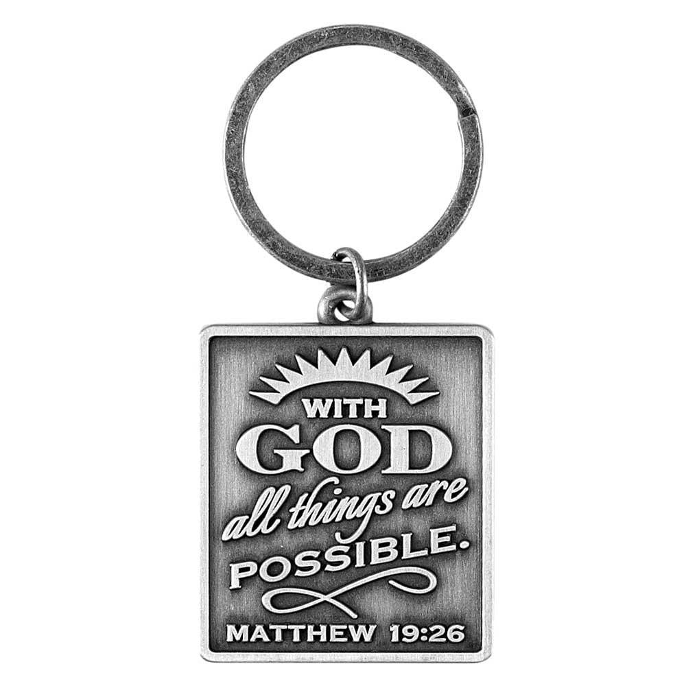 WITH GOD ALL THINGS KEYRING