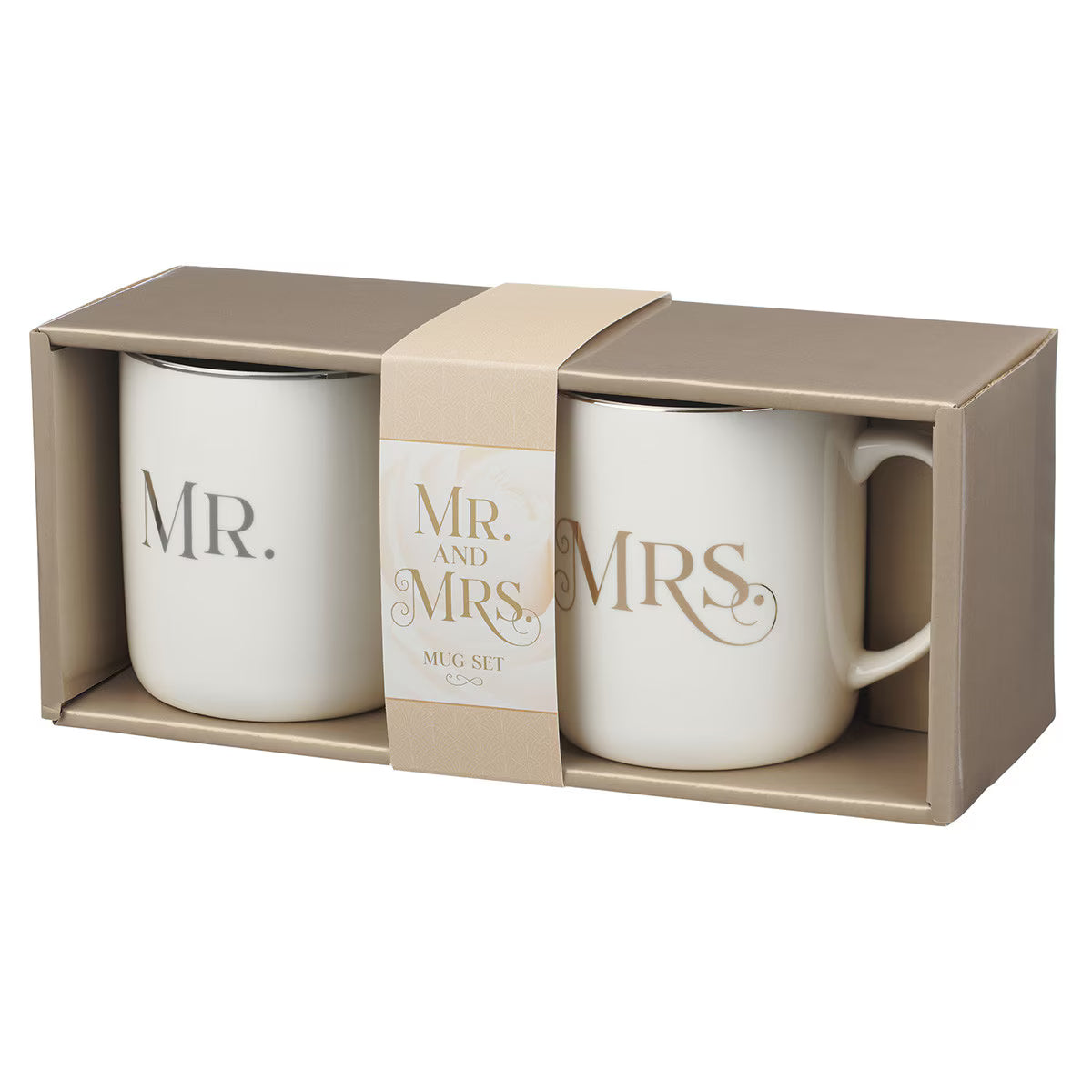 Mr. & Mrs. White Ceramic Coffee Mug Set - Ecclesiastes 4:9
