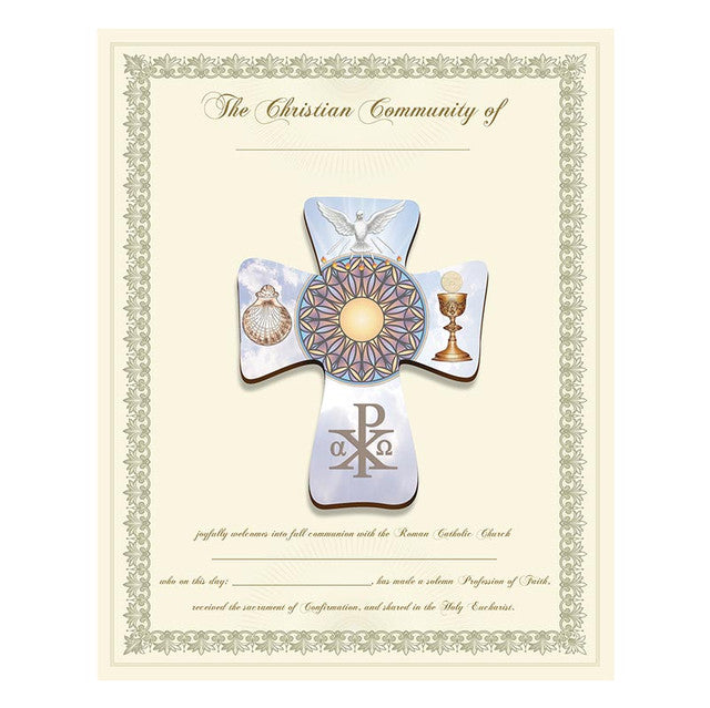 Wood Lasered Cross with Certificate - OCIA/RCIA