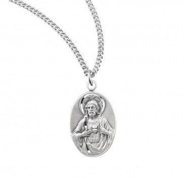 Sterling Silver Scapular Sacred Heart of Jesus Medal
