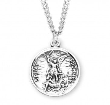 Saint Michael Round Sterling Silver Medal