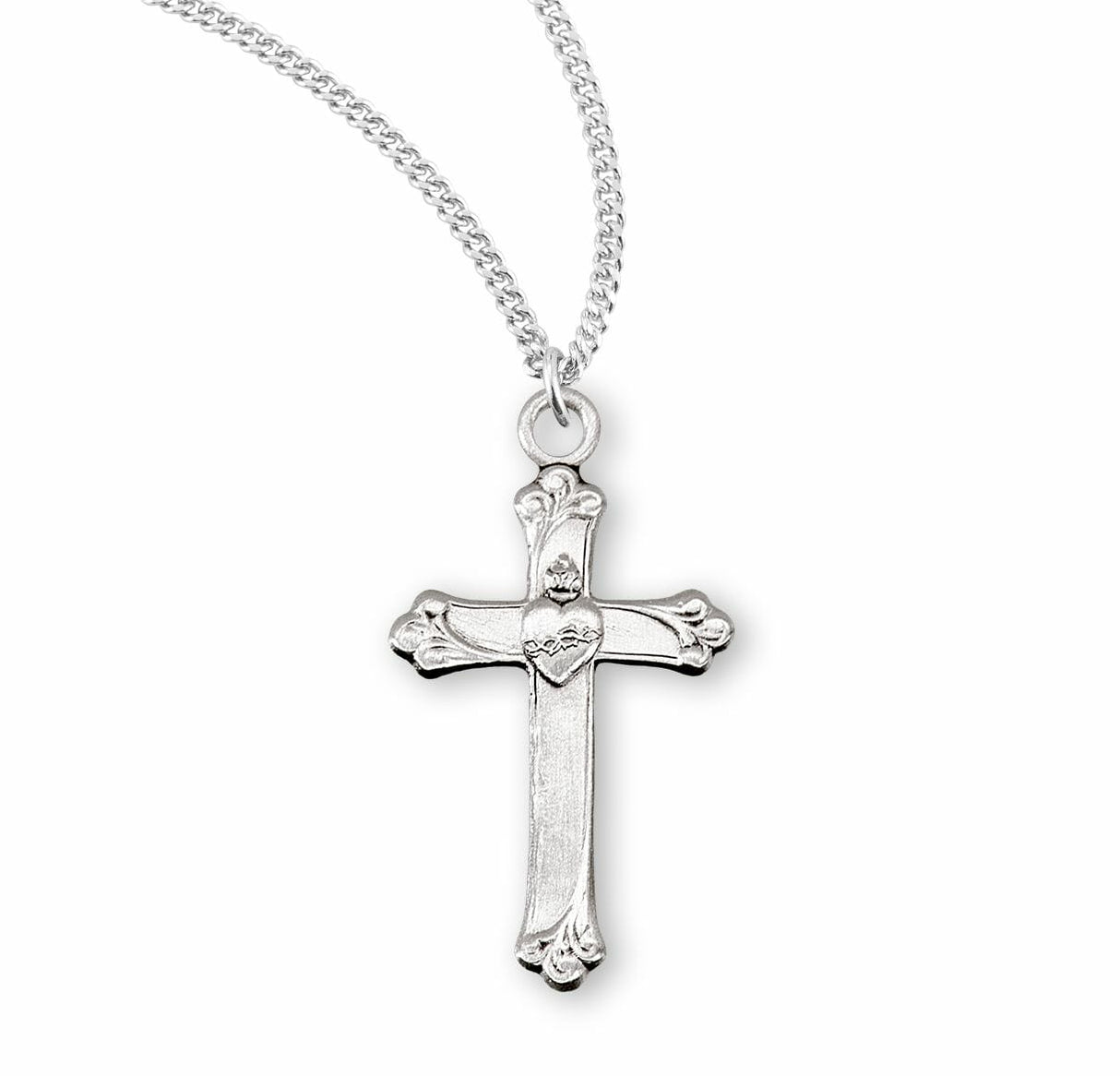 Sacred Heart Sterling Silver Cross