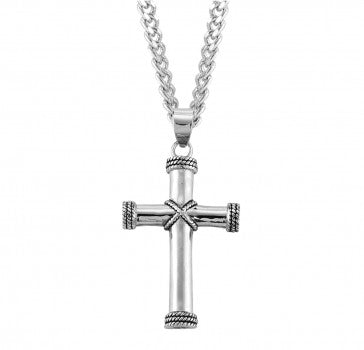 Rope Design Tip Sterling Silver Cross