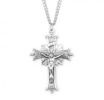 Sun Burst Sterling Silver Crucifix